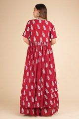 Red Embroidered Jacket LehengaDSC02046