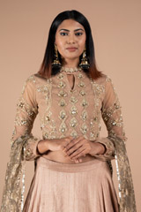 Peach Lehenga With Printed DupattaDSC08674