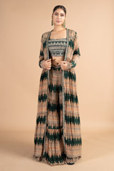 Green Crepe Printed Garara Set