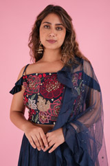 Blue Lehenga With Ruffled DupattaDSC08090