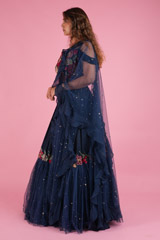 Blue Lehenga With Ruffled DupattaDSC08094