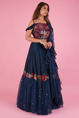 Blue Lehenga With Ruffled DupattaDSC08097