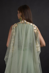 Green Embellished Lehenga Set_DTR0110