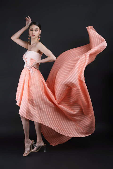 Coral Off Shoulder Gown