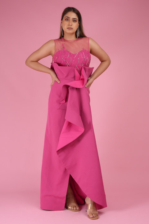 Vintage Pink Embellished Gown