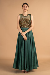 Bottle Green Silk Gown