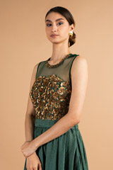 Bottle Green Silk GownDSC00025