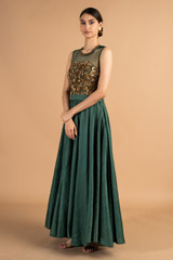 Bottle Green Silk GownDSC00026