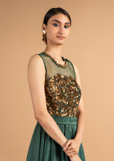 Bottle Green Silk GownDSC00028