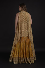 Orange Temple Pleated Anarkali_DTR9290