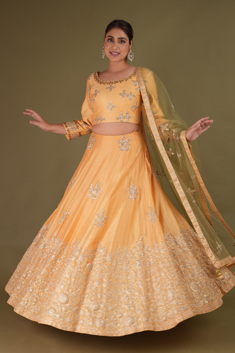 Orange Lehenga With Dori Work