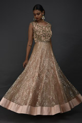 Peach Sequin Anarkali Set