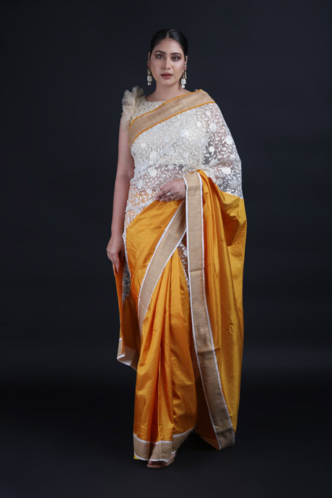 Yellow Lace Saree