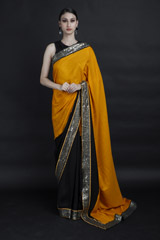 Yellow Sequin Border Saree