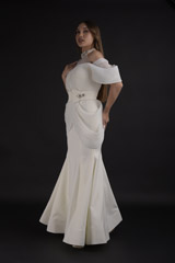 Off White Cowl Bridal Gown_DTR9022