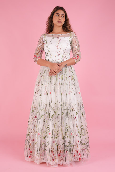 White Floral Gown