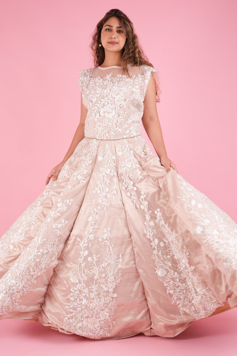 Beige Embroidered Gown