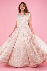 Beige Embroidered Gown