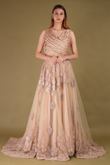 Beige Embroidered Gown