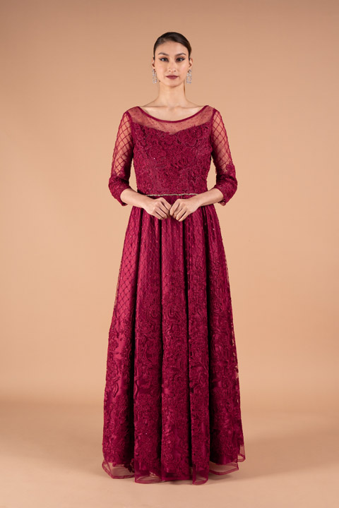 Red Embellished Gown
