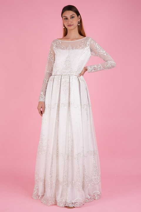 White Floral Gown