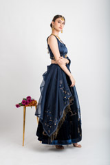 Navy Blue Micro Velvet Lehenga_DSC3203-Edit