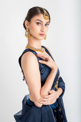 Navy Blue Micro Velvet Lehenga_DSC3205-Edit
