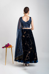 Navy Blue Micro Velvet Lehenga_DSC3207-Edit
