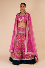 Pink Silk Embroidered Lehenga