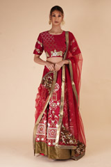 Red Embellished Lehenga