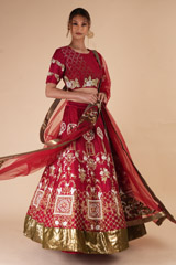 Red Embellished LehengaDSC08010
