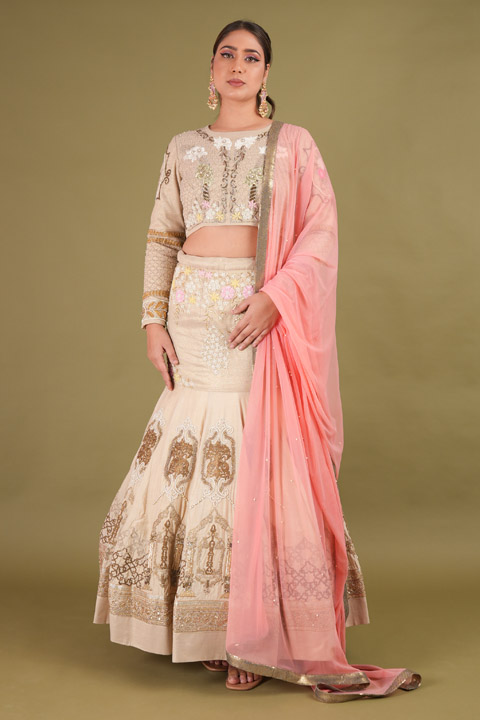 Beige Lehenga Set