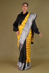 Yellow and Black Mekhela Chador