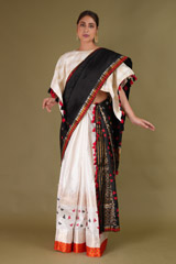 Black and White Mekhela Chador