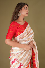 White and Red Mekhela ChadorDSC08228