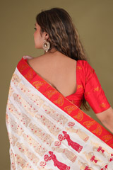 White and Red Mekhela ChadorDSC08232