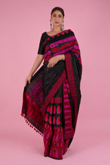 Black and Pink Mekhela Chador
