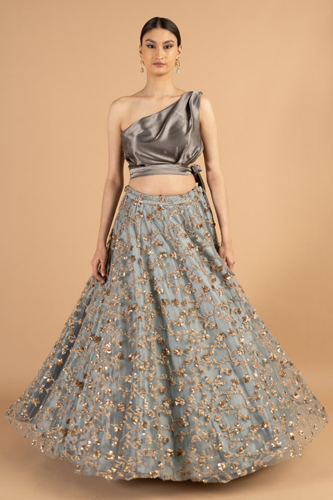 Pastel Draped Top Bottom Set