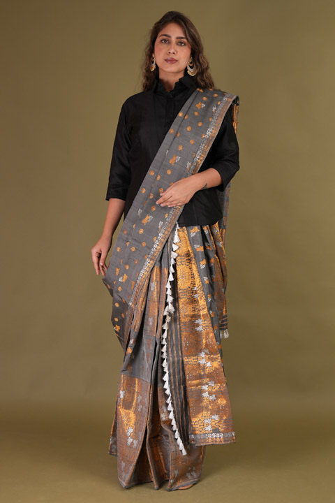 Grey Mekhela Chador