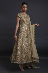 Golden Mirrorwork Anarkali SetIMG_2862