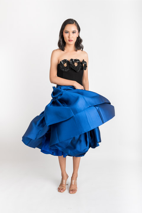 Navy Blue Strapless Dress