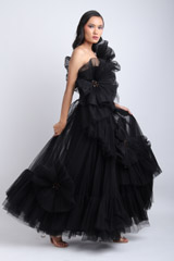 Black Gown With Zingrin Frills3