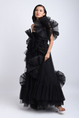 Black Gown With Zingrin FrillsIMG_7127