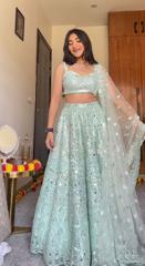 Green Lehenga with Foil Gota1