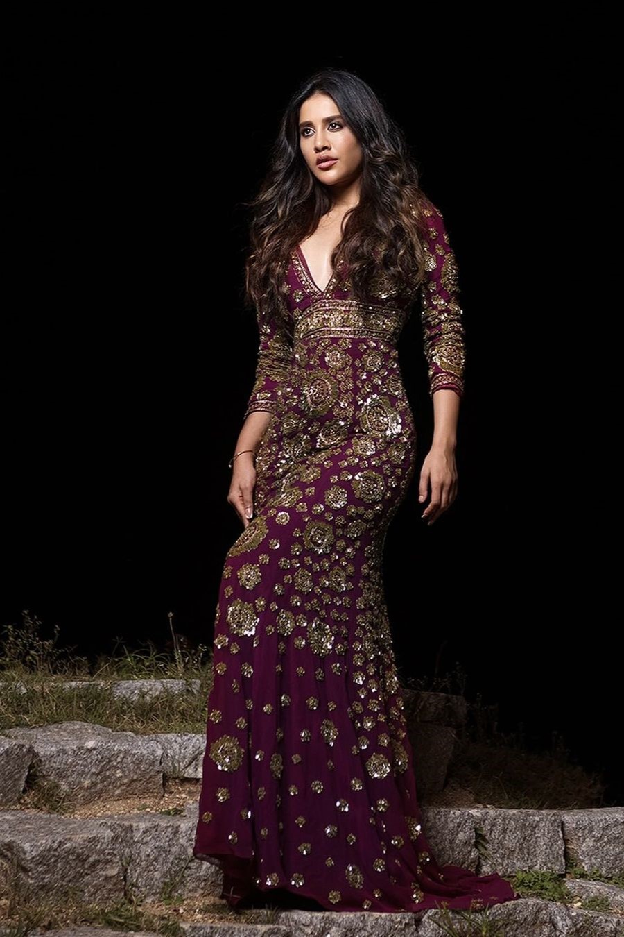 Maroon Embellished Gown