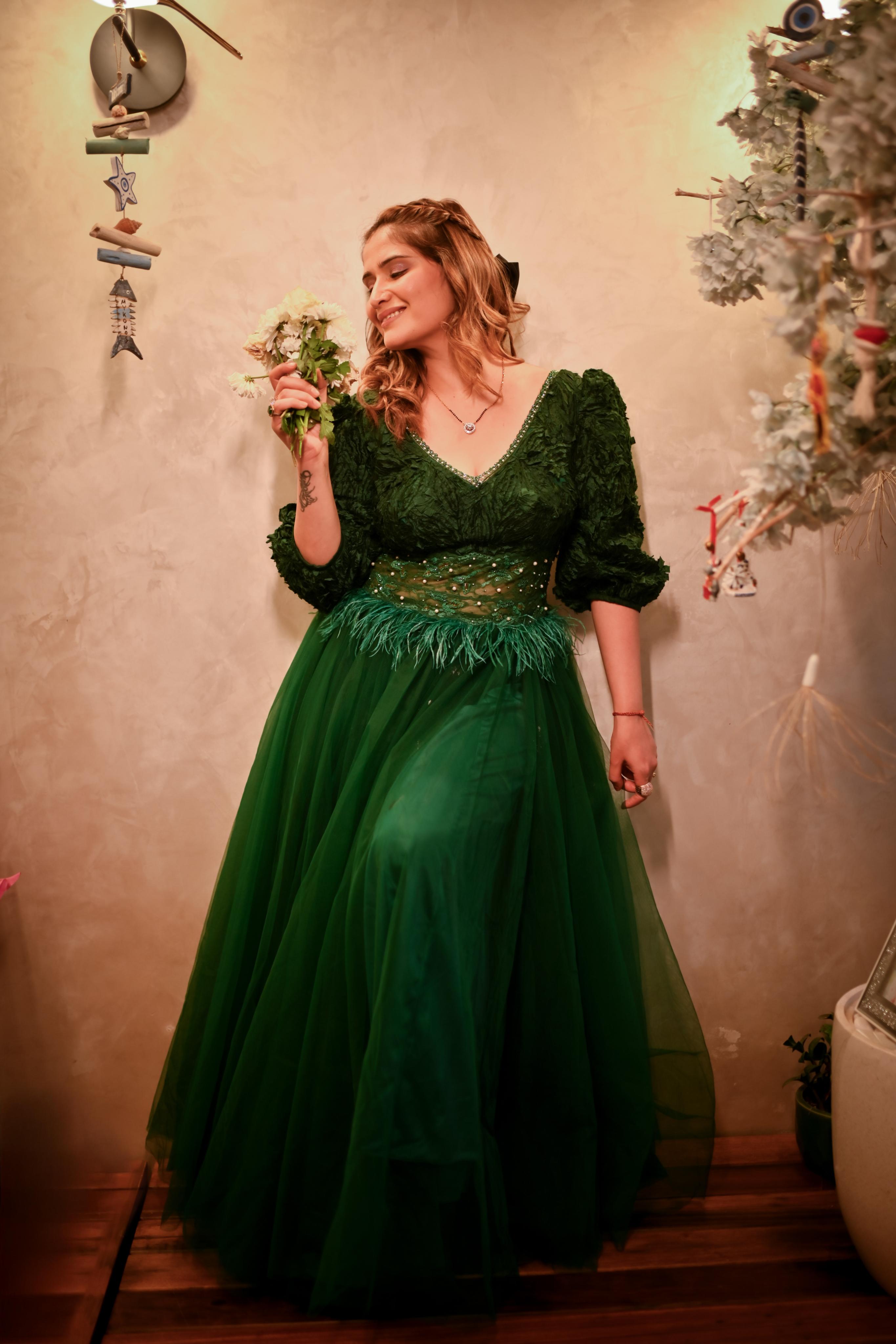 Green Net Gown