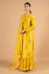 Yellow Zardozi Kurta Lehenga