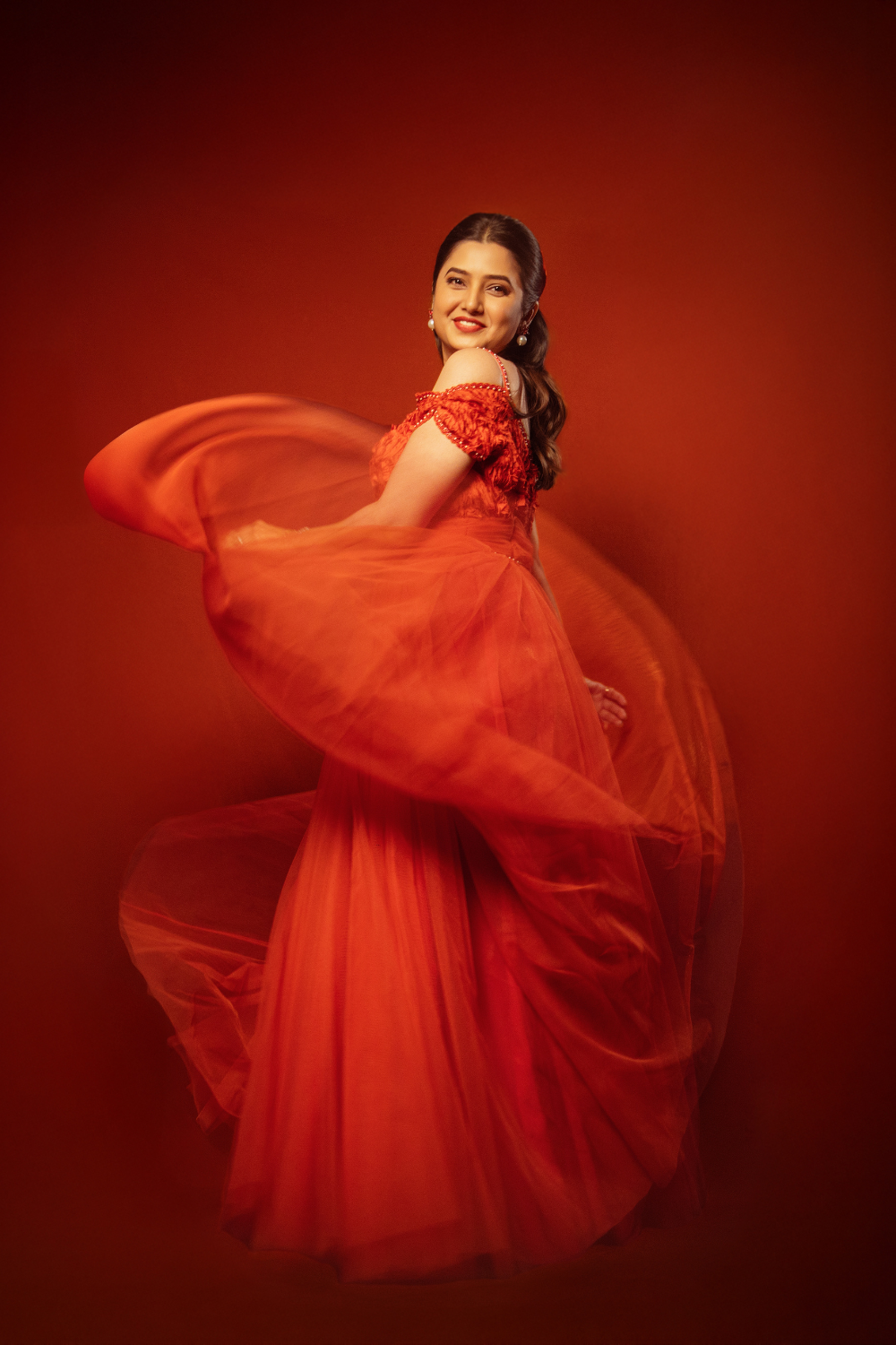 Red Cold Shoulder Gown1