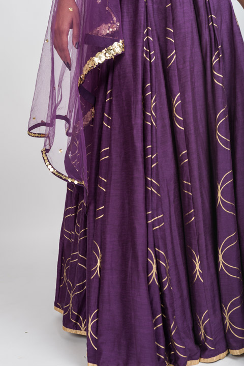 Purple Foil Print Lehenga_DSC3706