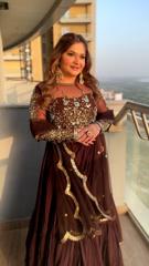 Brown Hand Embroidered Lehenga1